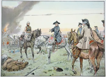 Friedrich und Seydlitz in der Schlacht von Zorndorf am 25. August 1758